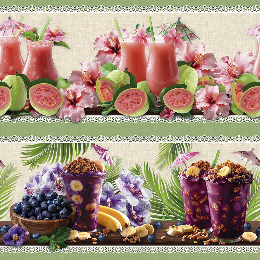 Tricoline Digital Barrado Sucos Tropicais Angel 55cm x 1,50m