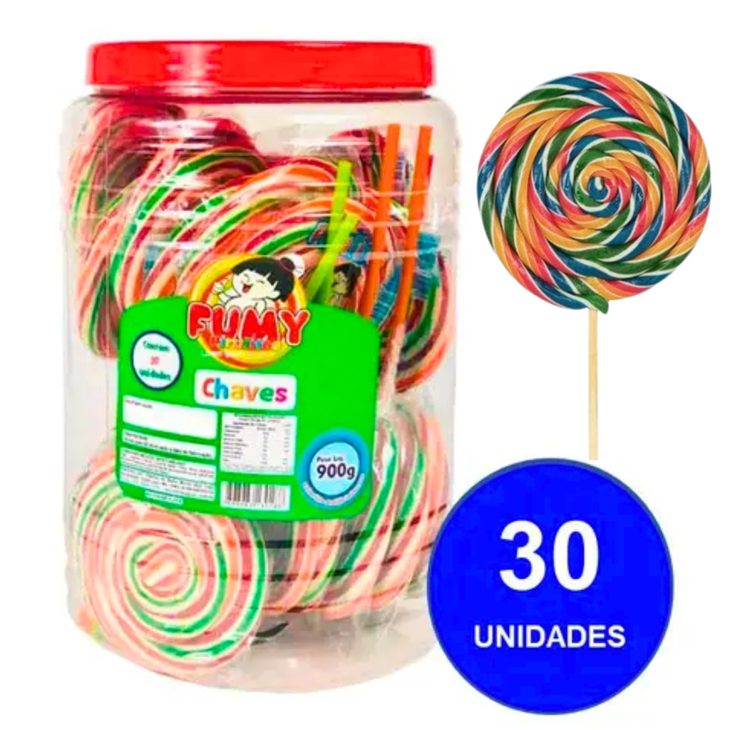 Pirulito Chaves Psicodélico Médio Com 30 unidades 825g - Fumy em Oferta na Shopee