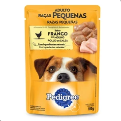 Kit 18 unidades Sachês Pedigree Cães Adultos Raças Pequenas Alimento Úmido Sabor Frango 100g