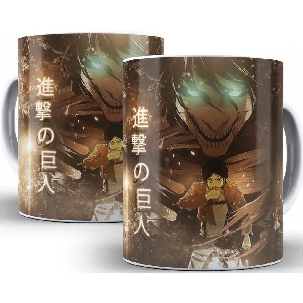 Caneca Attack On Titan Eren Titan 325 Ml De Porcelana