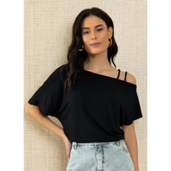 Blusa Com Tiras No Ombro Preto Quintess