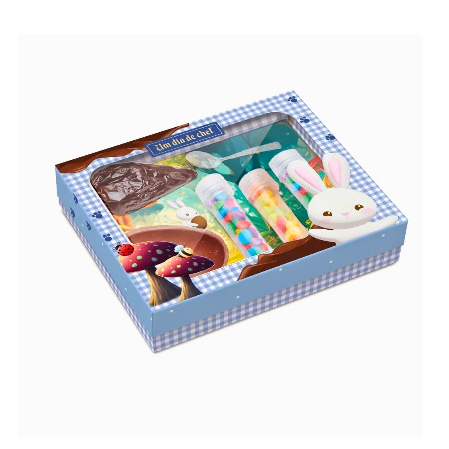 Caixa Kit Confeiteiro Maleta Contos Páscoa Azul - Meio Ovo De 150g - 24x19,5x5cm - 1 unidade - Cromus - Rizzo em Oferta na Shopee