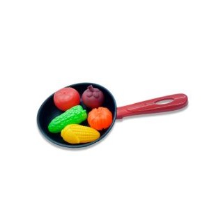 Brinquedo de cozinhar Mini Frigideira com legumes