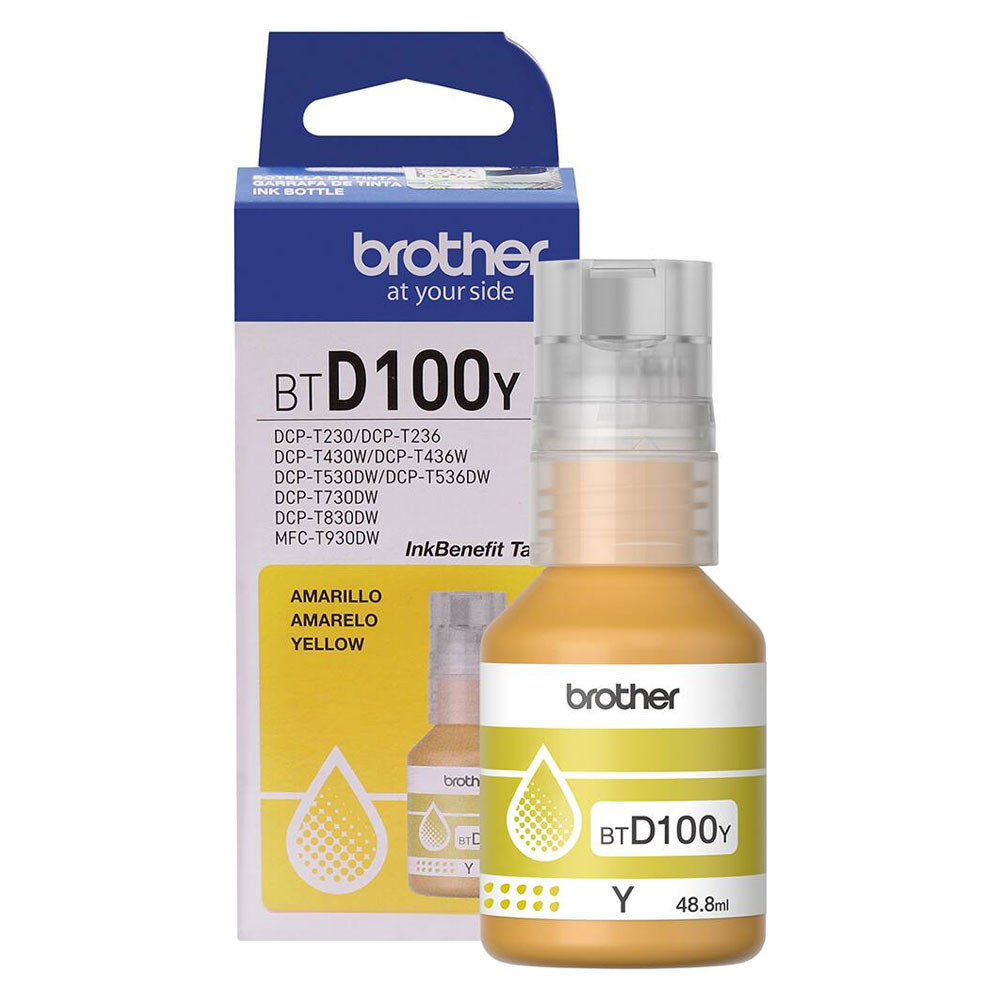Garrafa de tinta original Brother para InkTank BTD100Y Amarelo 48,8ml em Oferta na Shopee