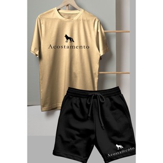 Conjunto Camiseta e Bermuda Moletom Estilo Conforto Acostamento em Oferta na Shopee