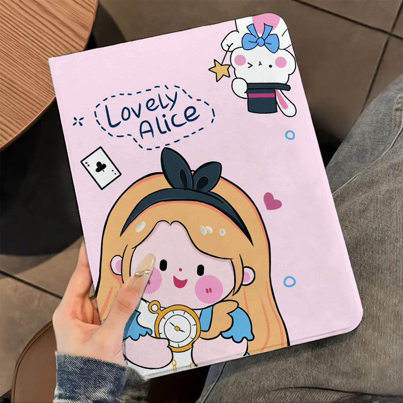 Capa Capinha Silicone Flip Alice para Tablet Samsung Galaxy Tab S6 Lite A9 PLUS S9 S10 FE PLUS + Case Slot para Caneta