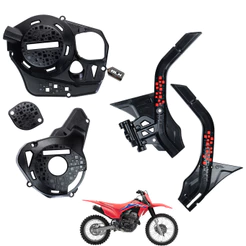 Kit Proteção Crf 250f Tampas Do Motor + Lateral Quadro Chassis Defender Amx