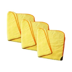 Kit 3 Flanelas De Microfibra Amarelo Ouro Autoamerica 40x60