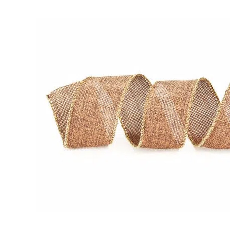 Fita Aramada Juta - Marrom/Ouro - 10cmx9,14m  - 1 unidade - Cromus - Rizzo em Oferta na Shopee