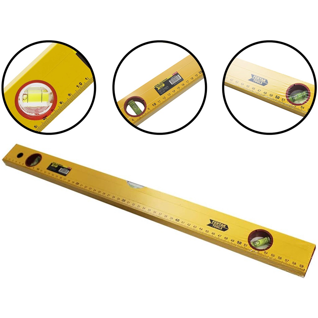 Nível Profissional Amarelo 3 Bolhas 60cm Régua De Prumo Fertak 6303 em Oferta na Shopee
