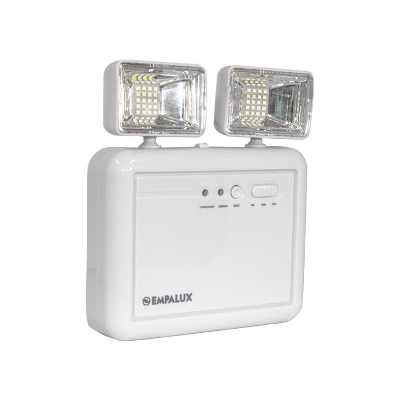 Luminária De Emergência LED Com Bateria Recarregável 8W Bivolt 2 Faróis 360° Móvel - BLUMENAU - Home & Living