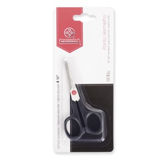 Tesoura Escolar Preta Ponto Vermelho Mundial 10,8cm 669C-4.1/4