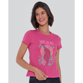 Blusa Feminina Estampa Tigre Rosa Médio