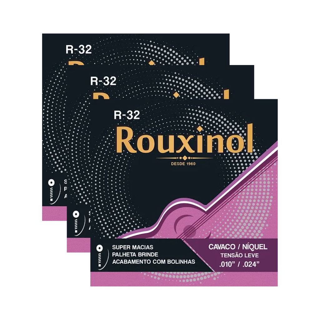 Kit 3 Encordoamento Cavaquinho Tensão Leve “0.24 R32 Rouxinol PRR32L