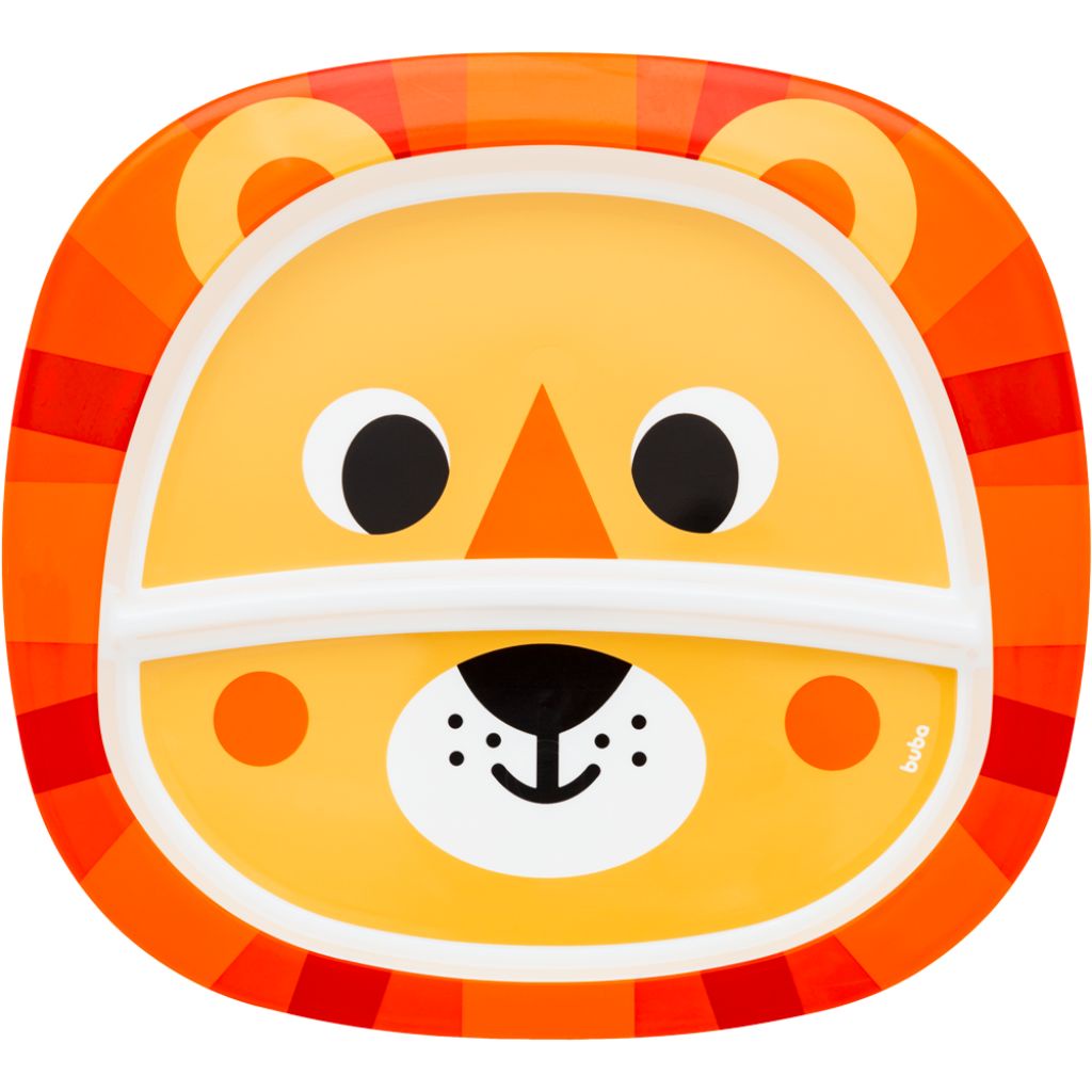Prato Infantil Bubazoo Leão C/ Divisórias Introdução Alimentar Bebês 16289 Buba em Oferta na Shopee