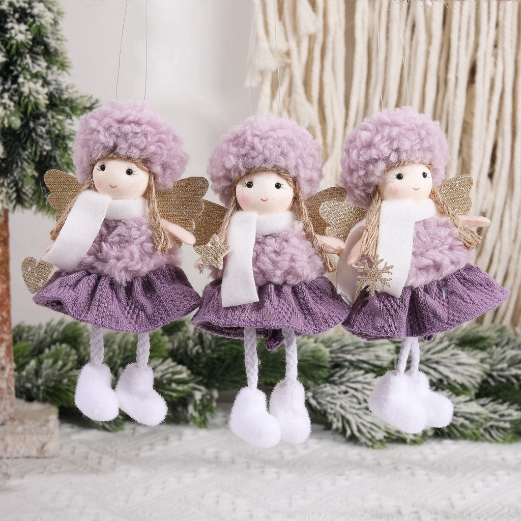 Decorações de Natal Chapéu de Pelúcia de Boneca Púrpura Chapéu de Pelúcia de Natal Menina Anjo Presentes de Natal Decoração da Árvore de Natal