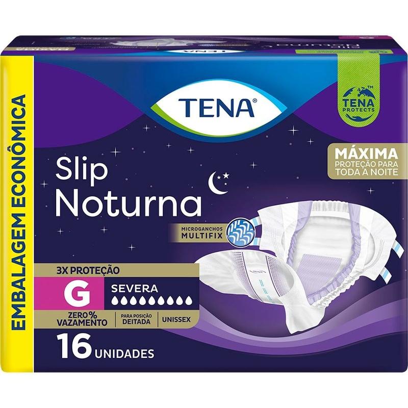 Detalhes do Kit Fralda Geriátrica Tena Dermacare Slip Ultra G com 16 unidades + Fralda Geriátrica Tena Slip Noturna G 16 Unidades