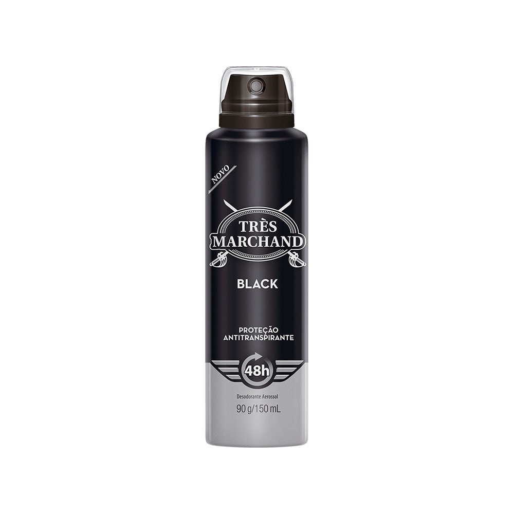 Desodorante Aerossol Três Marchand Black 123g