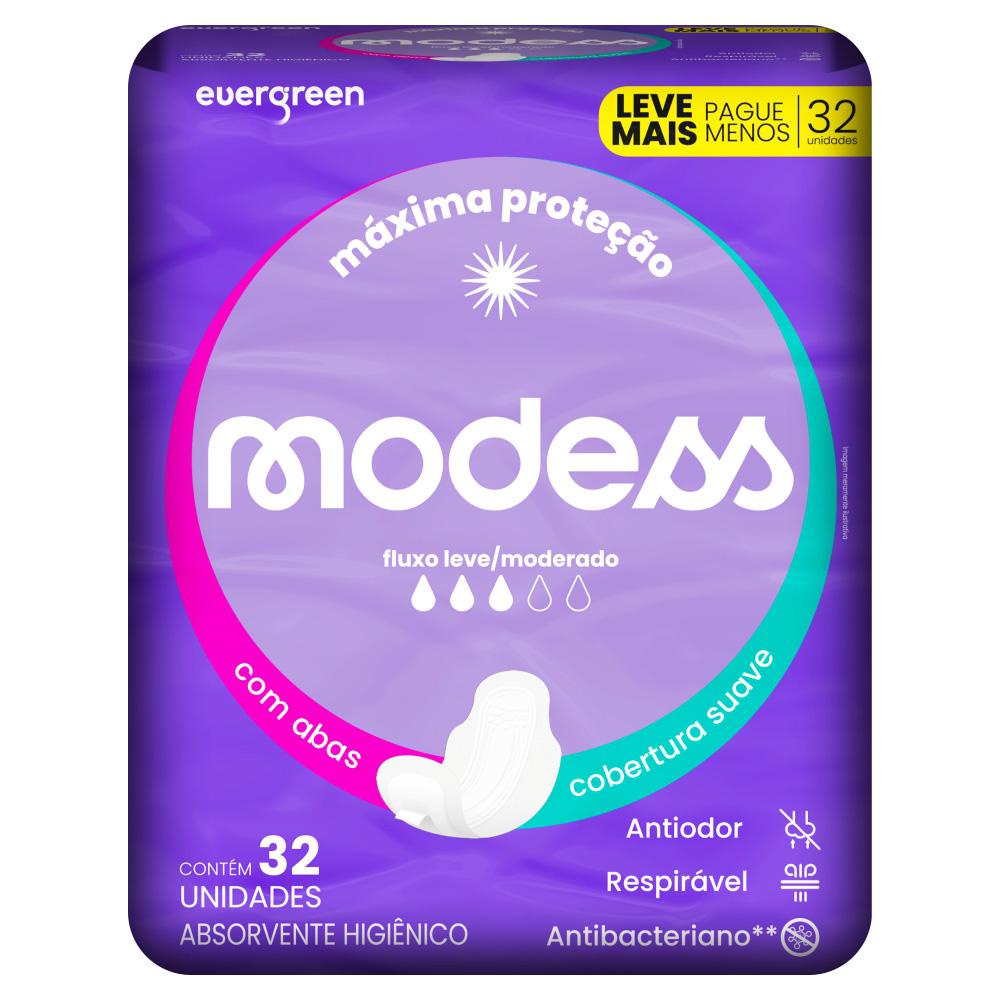 Absorvente Modess Malha Suave com Abas 32un em Oferta na Shopee