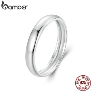 Bamoer 925 Sterling Sliver Ring Minimalist Design Metálico Minimalista Jóias De Moda Presentes Para Mulheres