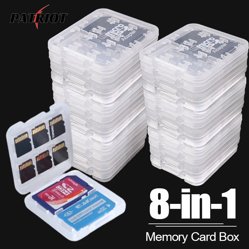 Caixa Protetora Plástica Transparente Para Cartões SIM/De Memória 8 Em 1 Micro SD/Mini SDHC TF MS Porta-Portátil Anti-Choque Viagem