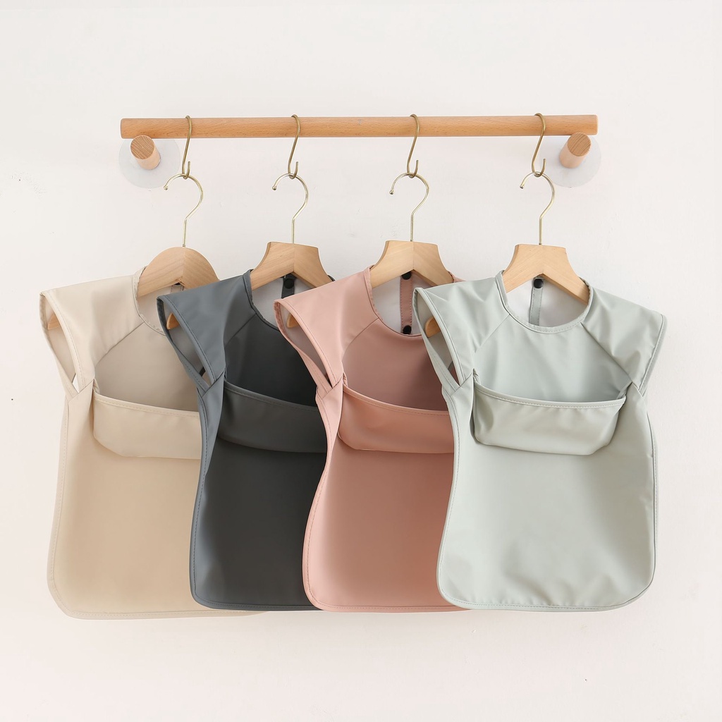 Babete De Manga Curta À Prova D'água Fácil De Limpar Avental Bib PU Para Crianças De 1-5 Anos