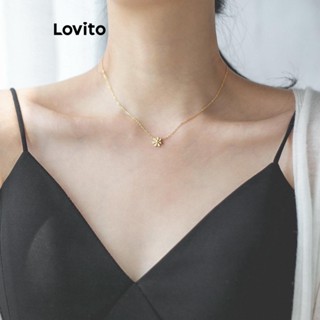 Lovito Colares Florais Casuais para Mulheres LFA07210 (Dourado)