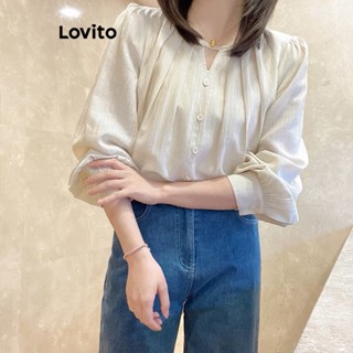 Lovito Elegante Blusa Feminina Lisa Franzida LNE29207 (Damasco)