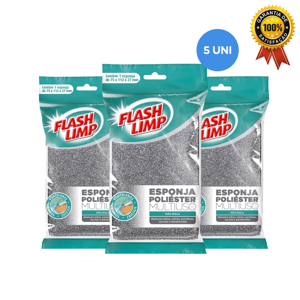 Esponja Poliester Loucas Kit 5 Unidades Flash Limp EP1416360