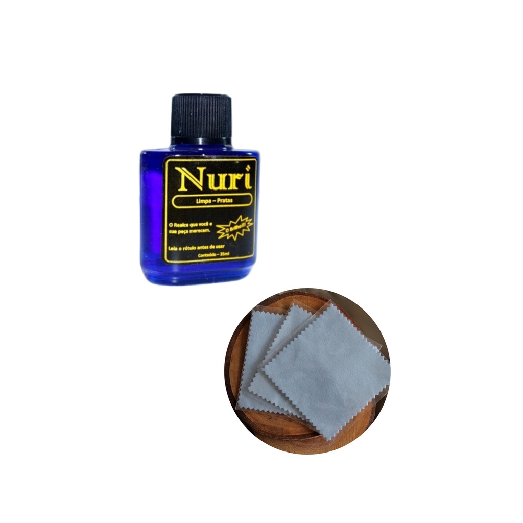 Kit Flanela Mágica + Limpa Prata Nuri 35ml Ganesha Joias