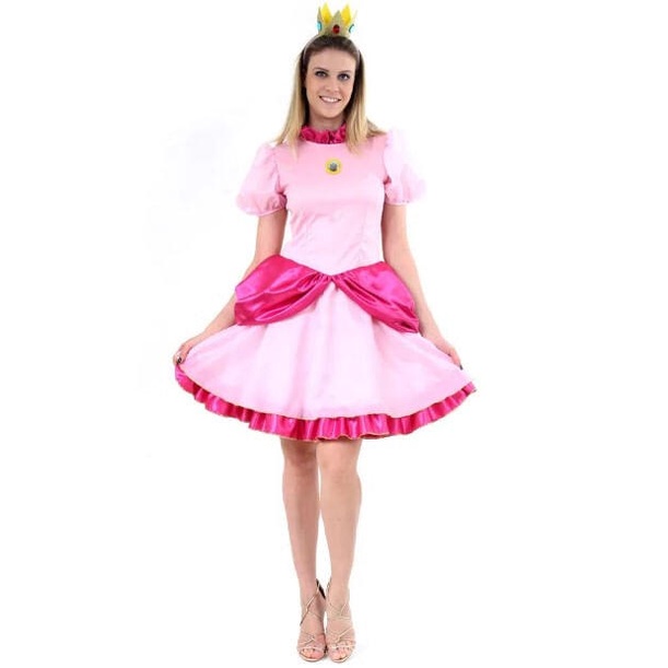 Fantasia Princesa Peach - Super Mario 
 em Oferta na Shopee