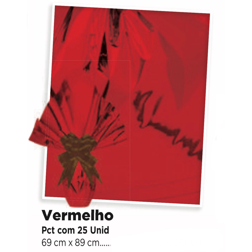 25 Embalagem Folha Metalizada Ovo De Páscoa Vermelho 69x89 Luckyfest