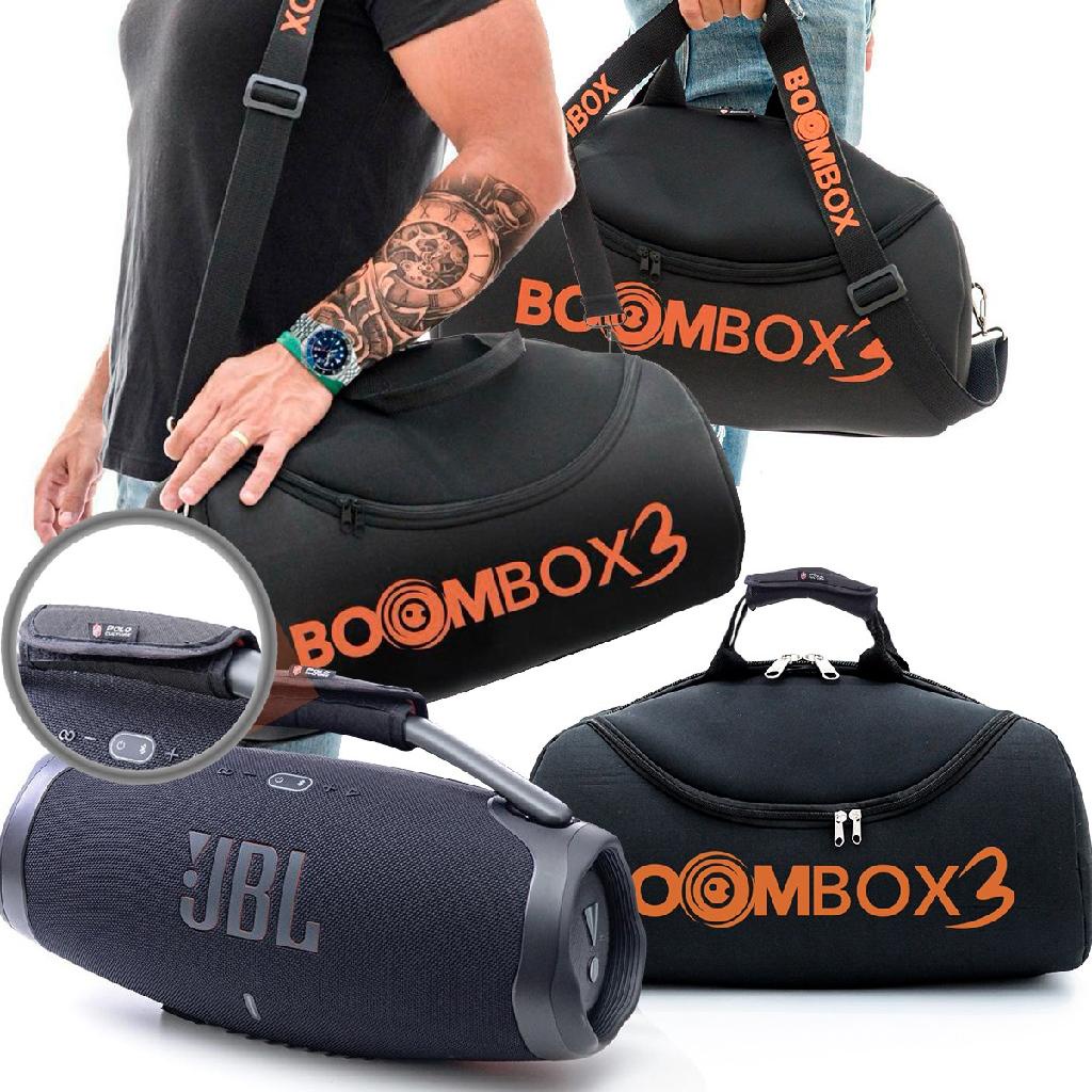 Kit Case Bolsa Capa Para Jbl Boombox 3 Alça Estampada + Protetor de Alça e Ombro Adaptável