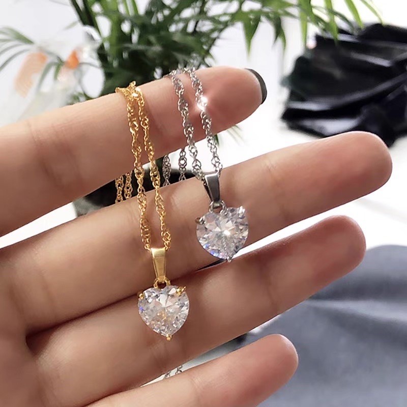 Colar Choker Com coração Ponto De Luz Folheado A Ouro 18k E Folheado Banhada A Prata 925
