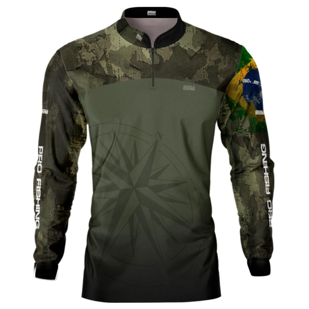 Camisa de Pesca Camuflada Brasil Brk Agro Bussola Fazendeiro Patriota Caça e Pesca Uv50 em Oferta na Shopee
