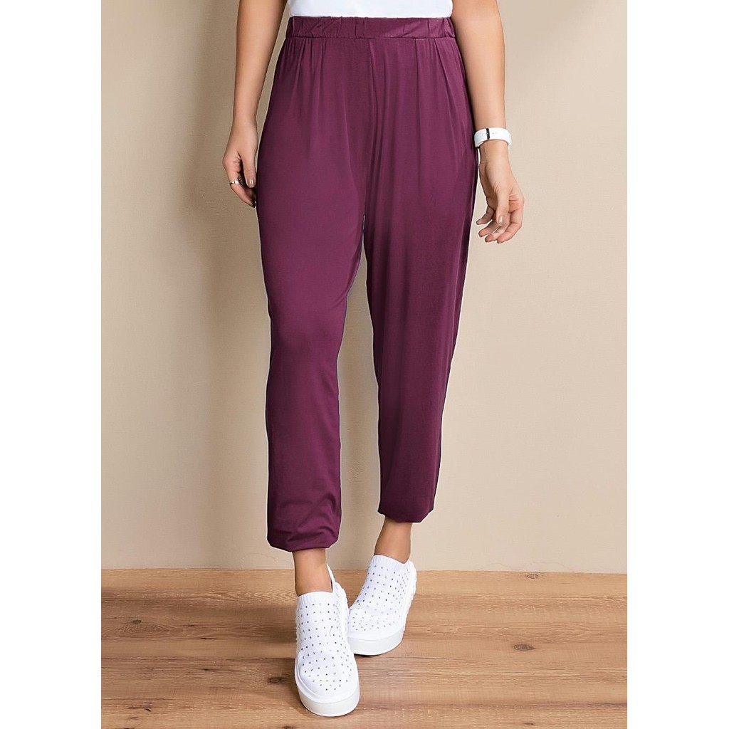 Calça Soltinha Com Pregas Roxo Quintess em Oferta na Shopee
