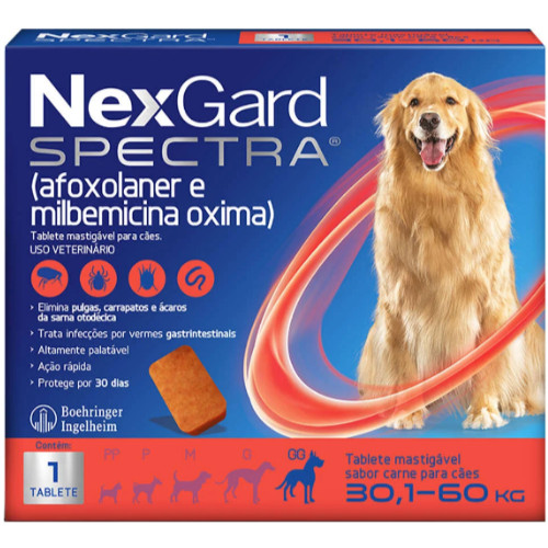 Antipulgas e Carrapatos NexGard Spectra para Cães de 30,1 a 60kg