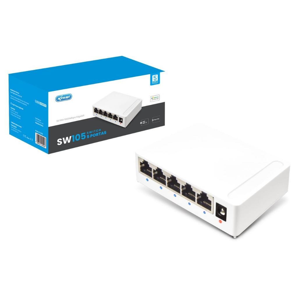 Switch 5 Portas Rj45 Gigabit Rede 10/100/1000mbps Hub Bivolt