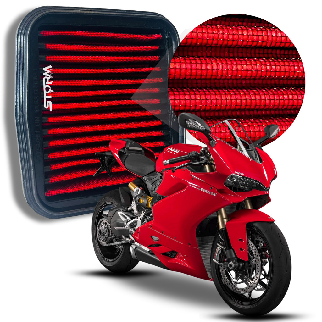 Filtro de Ar Esportivo Moto Ducati Panigale 1299 CC Ano 2016 a 2018 Potencia Lavavel Reutilizável