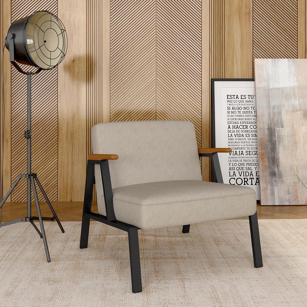 Poltrona Decorativa Coimbra Preto/cinamomo/bege - Móveis Arapongas