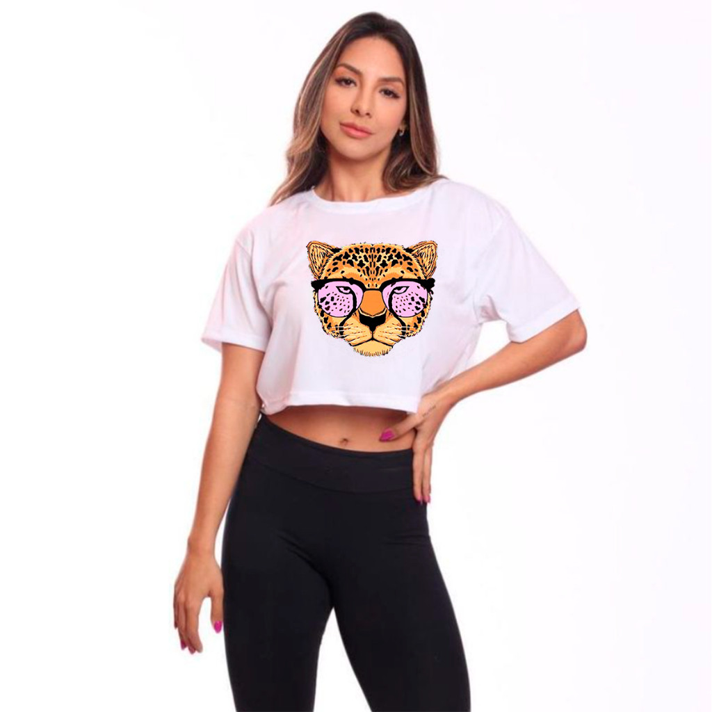Cropped Feminino oversized básica Top 100% algodão kit t-shirt feminina