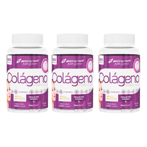 Kit 3 Colágeno Hidrolisado Verisol  90 Caps - Bodyaction em Oferta na Shopee