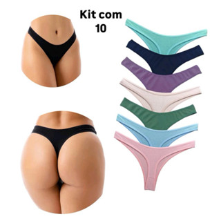 Kit 10 Calcinhas Fio Dental De Algodão Calcinha Conforto Revenda em Oferta na Shopee