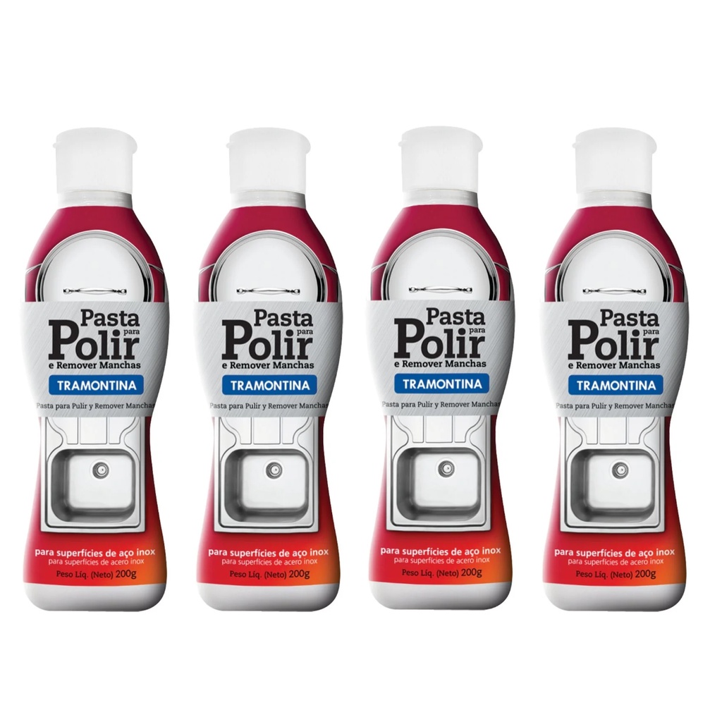 Kit 4 Pastas de Polir Limpador Removedor de Manchas Panelas Aço Inox Tramontina 200g em Oferta na Shopee