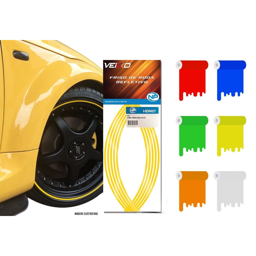 Faixa Refletiva De Roda Para Carro Aro 14 15 16 17 18 19 20 21 22 - 7mm