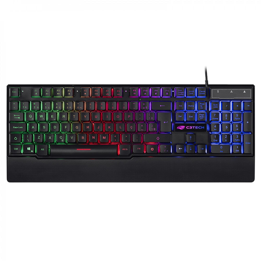 Teclado Gamer C3tech, LED RGB, Preto, USB, ABNT2 - KG-60BK