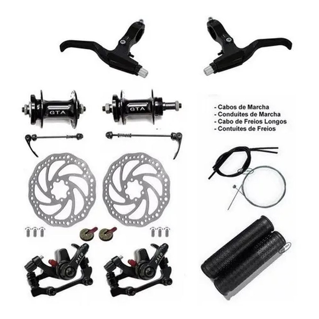Kit Freio Disco 160mm Bike Cubo Aluminio Gts + Manete + Cabo Bicicleta em Oferta na Shopee