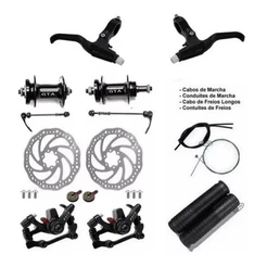 KIT FREIO A DISCO BIKE 160MM CUBO ALUMINIO GTS MANETE CABO