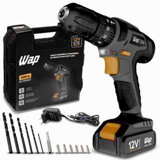 Parafusadeira Impacto Bateria 12v 10mm Maleta 13 Peças Wap