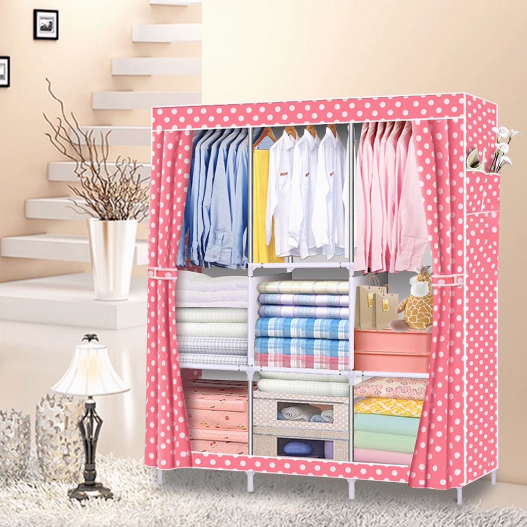 Guarda Roupa Dobrável Organizador De Roupas Cor：Rosa